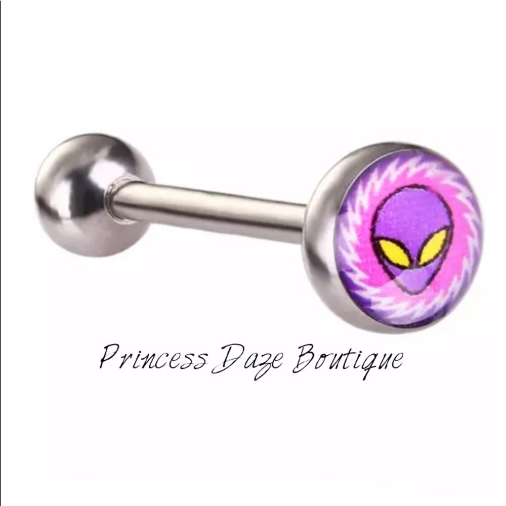 Purple Alien Tongue Ring Barbell